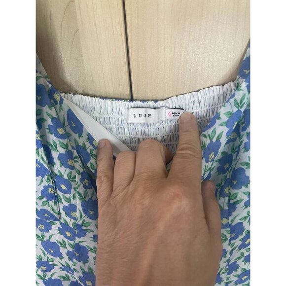 Lush Tie Strap Side Slit Flora Midi Dress Sz S Party Boho Beach Summer Resort - Picture 2 of 5